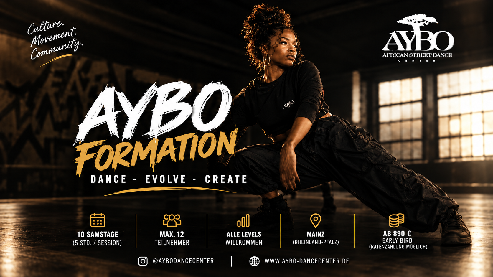 AYBO Formation 2027 – Dance, Evolve, Create – 10 Samstage in Mainz